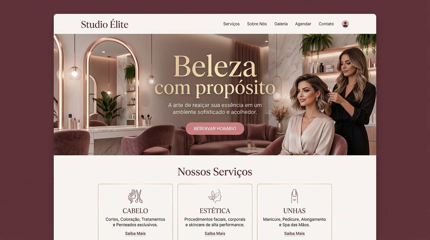 Mockup do conceito de website para Estética & Salão: Studio Élite