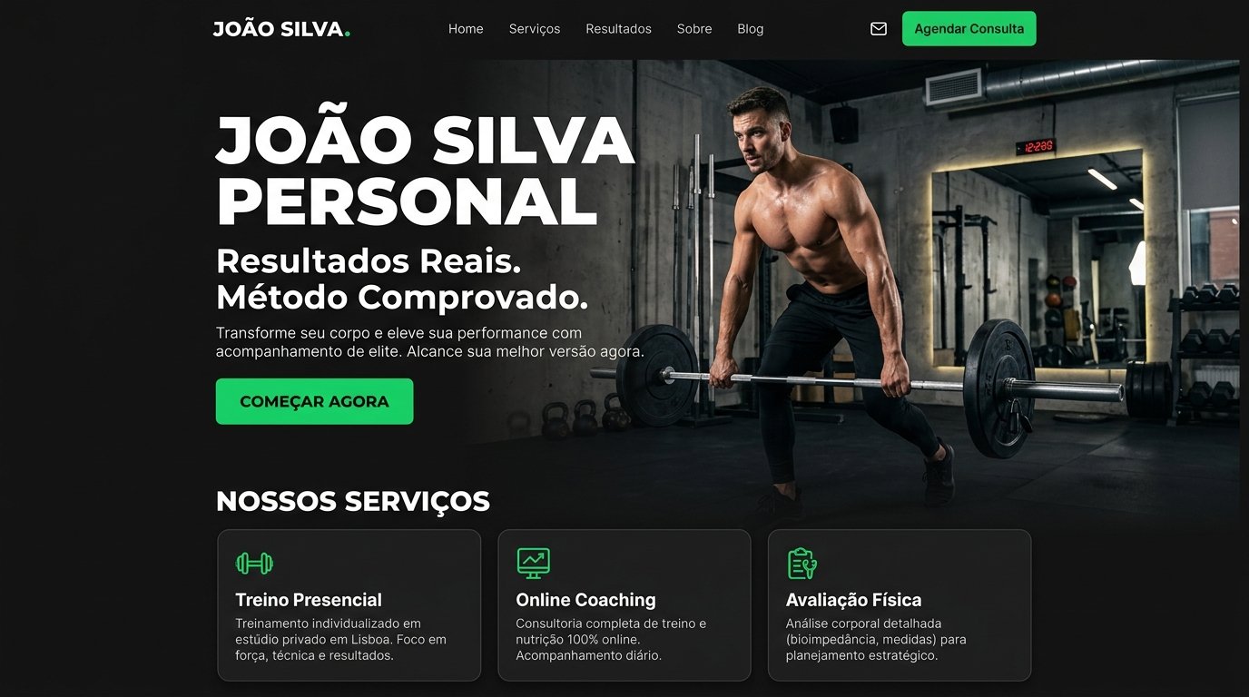 Mockup do conceito de website para Personal Trainer: João Silva Personal